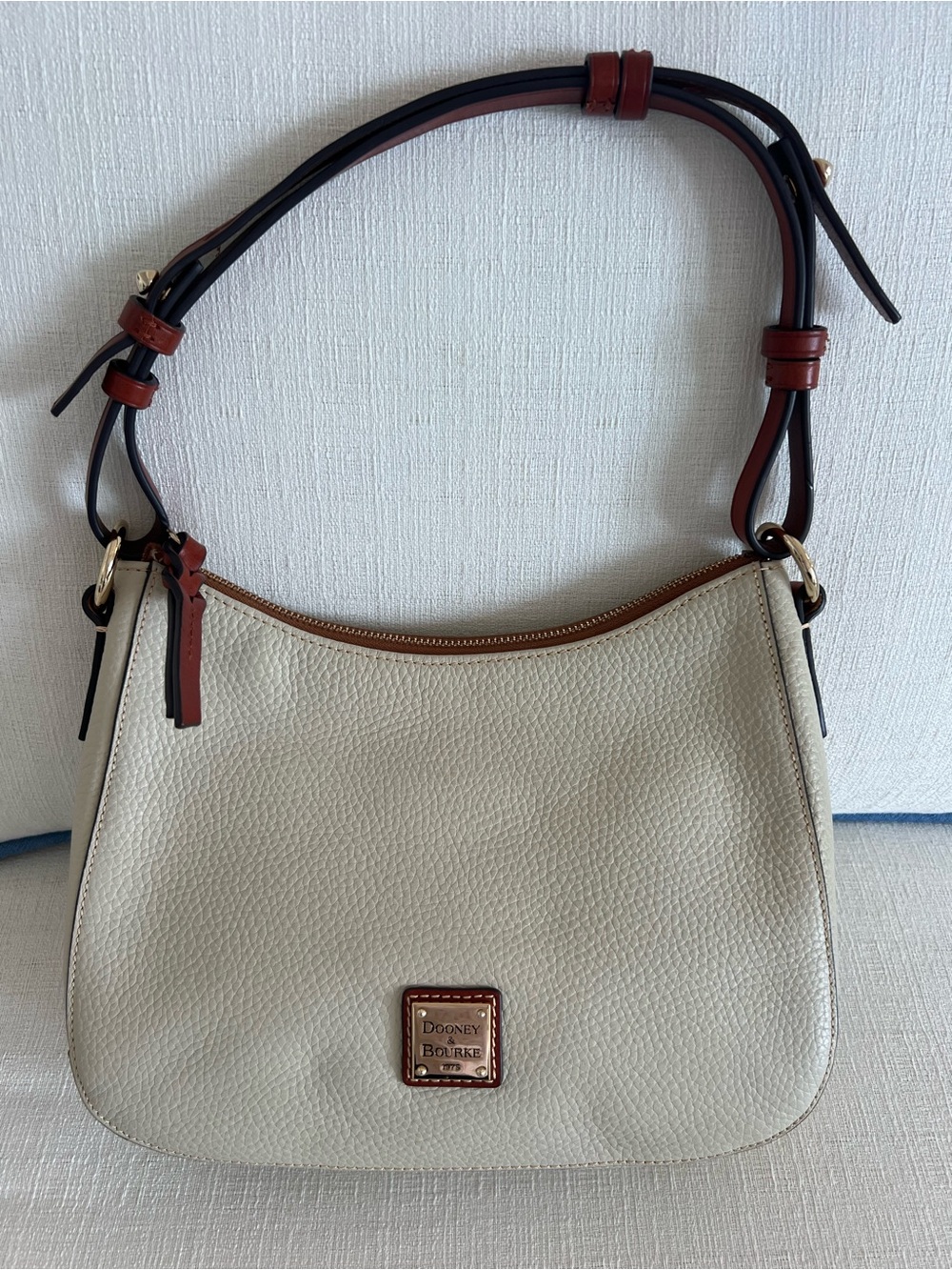 Dooney & Bourke Cream Pebble Leather Crossbody with Brown Trim - Picture 14 of 14